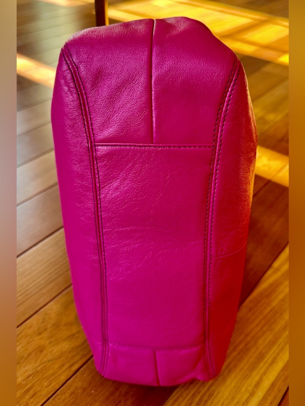 Coach Ashley Leather Hobo Shoulder Bag in Fuchsia with Tan Satin Interior - Picture 8 of 14